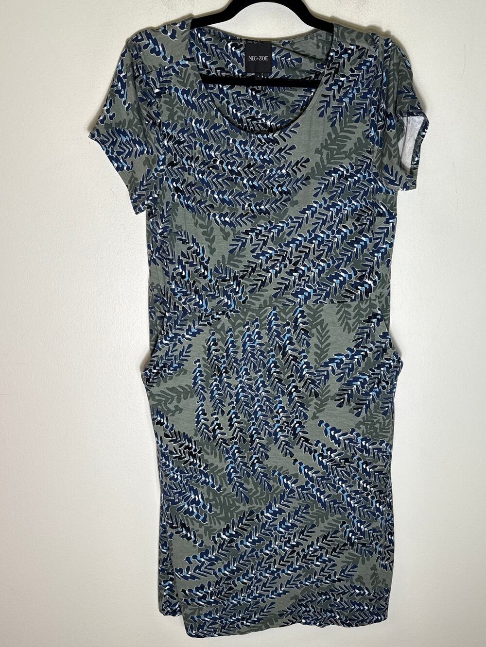 Nic + Zoe Green Short Sleeve Knee Length Sheath Dress Sz L